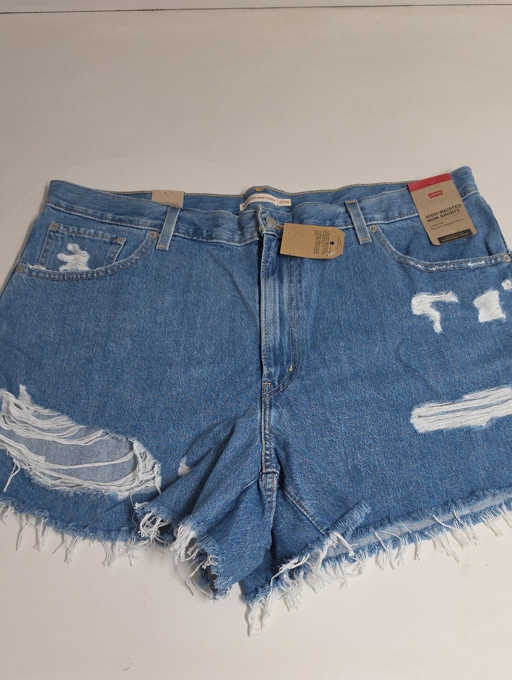 Levi's Light Blue Distressed High-Rise Jean Shorts